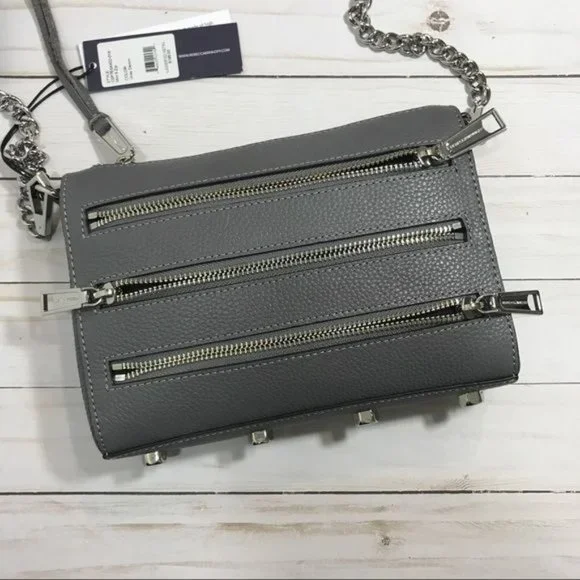 REBECCA MINKOFF Grained Leather Crossbody Bag in Gray - Picture 2 of 7
